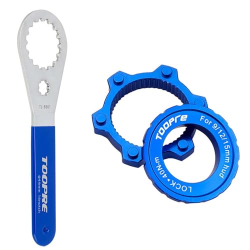 Ezweiji Bremsscheibe Centerlock, Fahrrad Center Lock Adapter auf 6 Loch MTB Fahrrad Fitting Adapter Scheibenbremse Boost Hub Spacer Fahrradteil, Inklusive Montageschlüssel (Blau) von Ezweiji