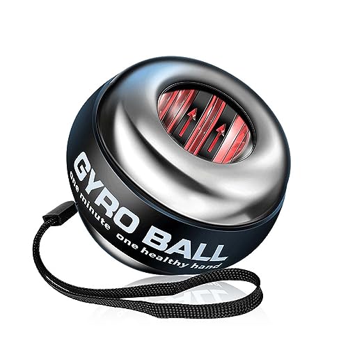 Ezweiji Handgelenk Gyro Ball, Handgelenk Training Ball, Handgelenk Strengthener, stärkt Handgelenk Knochen und Muskeln (Metallic-Schwarz (Farbige Lichter)) von Ezweiji