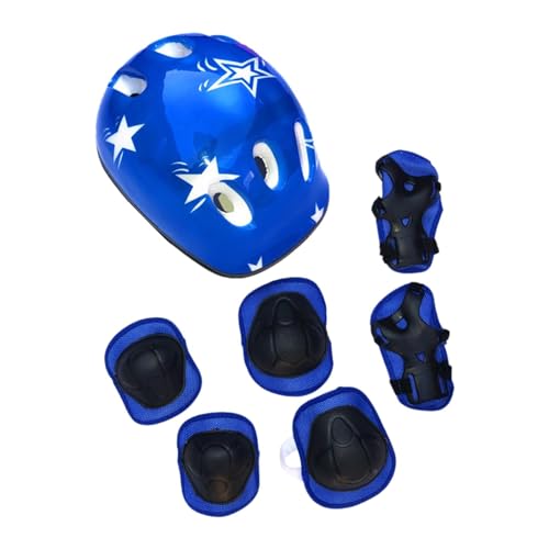 F Fityle 7X/Set Fahrradhelm Fahrradhelm Stoßdämpfende Kappe Einstellbar Skating Helm Skateboard Helm für Outdoor Rollschuhlaufen, Blau von F Fityle