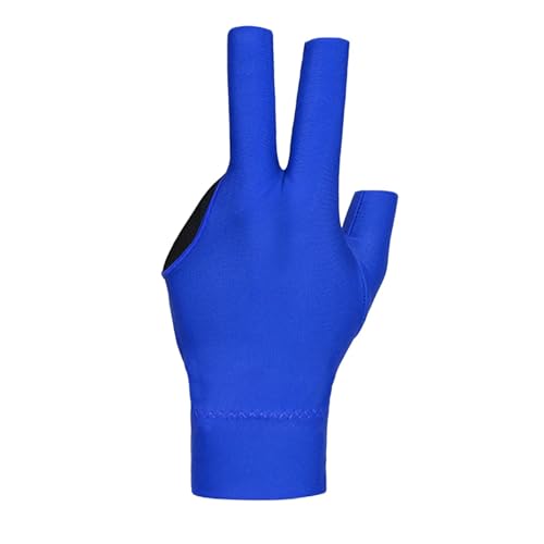 F Fityle DREI-Finger-Billard-Handschuh, Pool-Queue-Handschuh, verschleißfest, rutschfest, leicht, Snooker-Handschuh, Linke Hand für Spiele, Damen und Herren, Blau von F Fityle