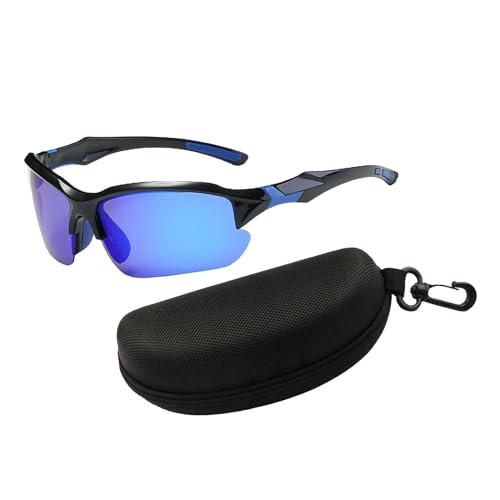 F Fityle Fahrradbrille, polarisierte Sonnenbrille, leichte Sonnenschutzbrille, Sport-Sonnenbrille für Outdoor-Aktivitäten, Rucksackreisen, Blau von F Fityle
