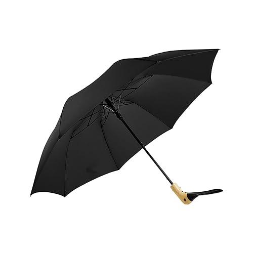 F Fityle Reise-Regenschirm, faltbar, zusammengefaltet, niedlicher Entenkopf-Griff-Design, Regenschirm für Männer und Frauen, Pendeln, Rucksackreisen, Schwarz von F Fityle