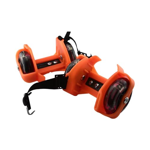 F Fityle Rollschuh-Fersenräder mit Lichtern, Rollen, Schuhe mit Klettverschluss, verstellbare Rollschuh-Fersenräder, Skating-Schuhe, Orange von F Fityle