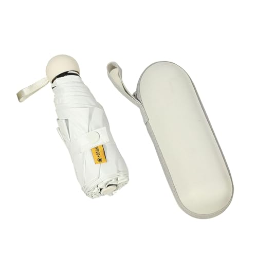 F Fityle Taschenschirm Tragbar mit Hülle Regenfest Wasserabweisend Sonnenschirm, Beige von F Fityle