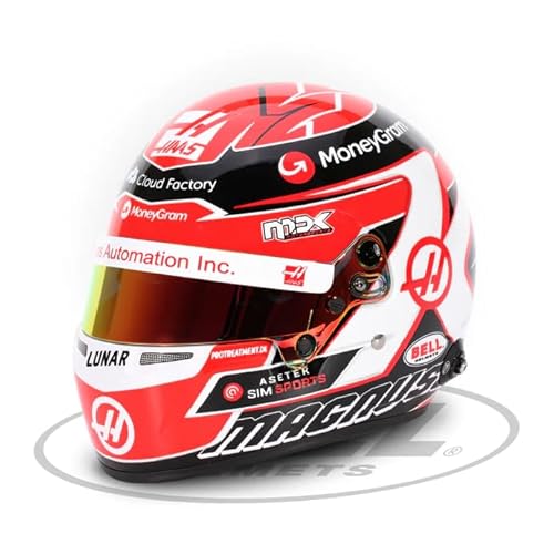 F1 Haas Formel 1 Team Kevin Magnussen 1/2 Scale Mini Replica Helm 2023 Rot/Schwarz Offizielle Bell Helme von F1