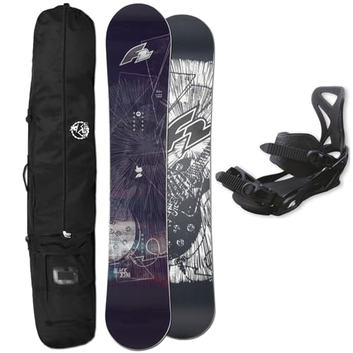 F2 Herren Snowboard BLACKDECK 162 cm Wide + F2 Sonic BINDUNG GR. L + Bag von F2