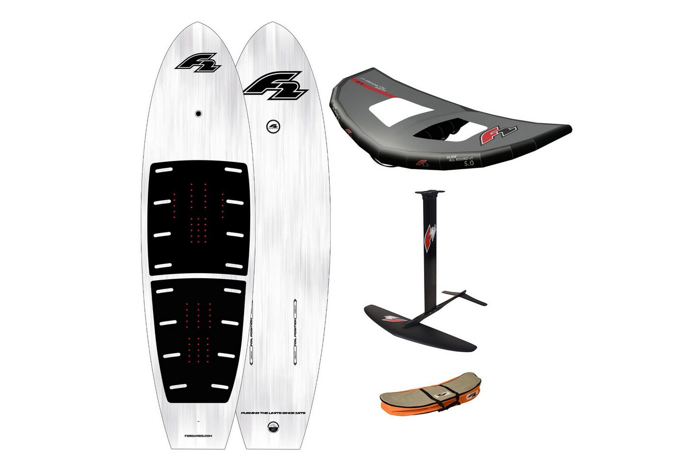 F2 Kiteboard F2 Set Foilboard Glide Explorer Team 100L mit Alu Foil 2000 + Allround von F2