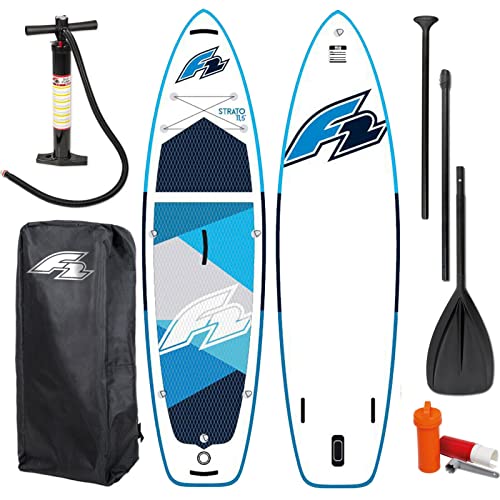 F2 SUP Strato | Stand Up Paddle Board Turquise Aufblasbar mit Tasche & Paddel Sitz Pumpe (10,5), Turquoise von F2