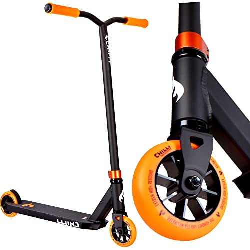 Chilli Pro Base Stunt-Scooter Park-Trick-Tret-Roller + Fantic26 Griptape (H=82cm Schwarz/Orange) von F26