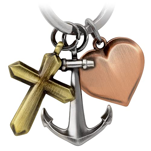 FABACH Glaube Liebe Hoffnung Schlüsselanhänger - Geschenk Anhänger Kreuz Herz Anker Schlüsselanhänger - Dreifarbige Symbole Charm Faith Hope Love von FABACH