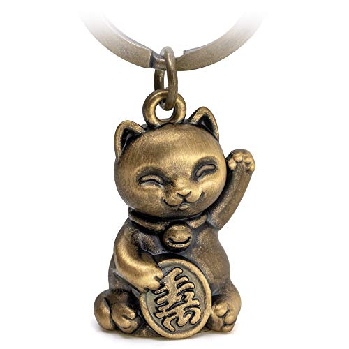 FABACH Glückskatze Winkekatze Schlüsselanhänger Maneki Neko - Süßer Katze Glücksbringer - Katze Anhänger Metall - Schlüsselanhänger Katze Geschenk von FABACH