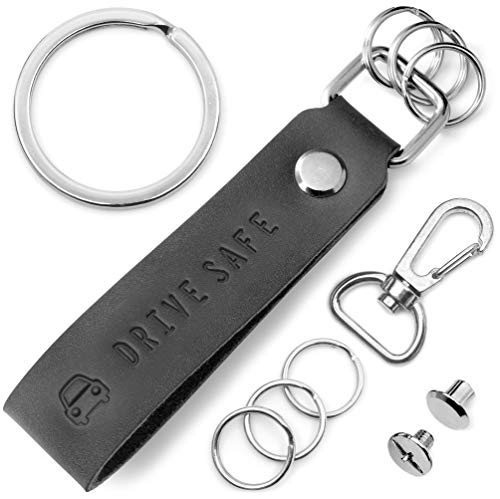 FABACH Leder Schlüsselanhänger mit wechselbarem Schlüsselring in Geschenkbox - Auto Schlüssel Anhänger für Schlüsselbund und Autoschlüssel- Drive Safe von FABACH