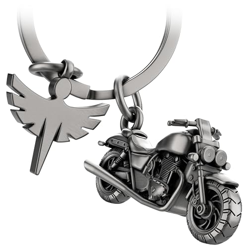 FABACH Motorrad Schlüsselanhänger mit Schutzengel - Geschenk Engel Schlüsselanhänger für Motorradfahrer - Geschenke Motorrad Schlüsselanhänger Glücksbringer Fahr vorsichtig von FABACH