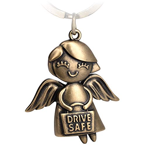 FABACH Schutzengel Schlüsselanhänger Emmy mit Gravur Drive Safe - Süßer Engel Anhänger aus Metall - Geschenk Glücksbringer Auto Führerschein - Fahr vorsichtig Schlüsselanhänger von FABACH