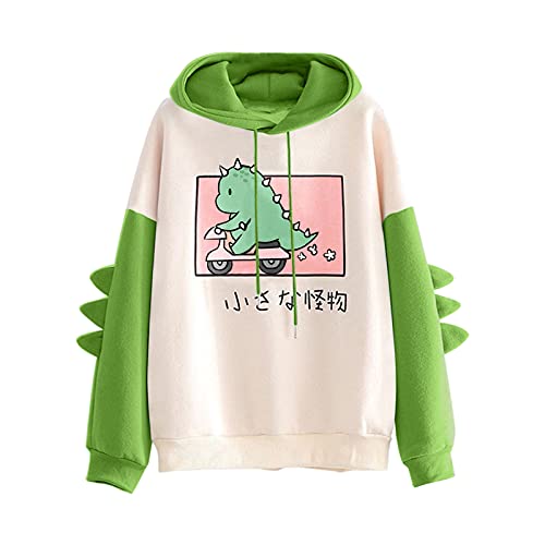 FACAIAFALO Damen Dinosaurier Hoodie Sweatshirt Langarm Cute Kawaii Dino Hoodie Pullover Crop Top Tierkleidung Mädchen Teen Kleidung von FACAIAFALO