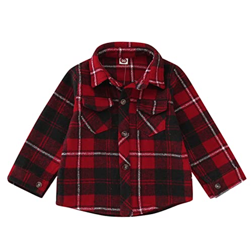 FACAIAFALO Kleinkind Baby Frühling-Herbst Kariertes Flanellhemd Jacke Jungen Freizeithemden Langarm Button-Down Hemden von FACAIAFALO