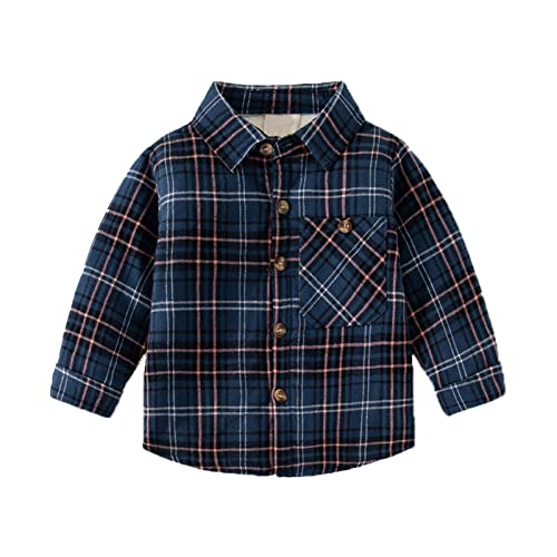 FACAIAFALO Kleinkind Baby Frühling-Herbst Kariertes Flanellhemd Jacke Jungen Freizeithemden Langarm Button-Down Hemden von FACAIAFALO
