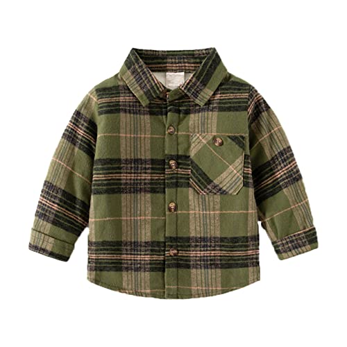 FACAIAFALO Kleinkind Baby Frühling-Herbst Kariertes Flanellhemd Jacke Jungen Freizeithemden Langarm Button-Down Hemden von FACAIAFALO