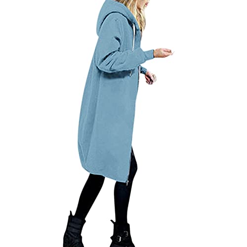 Sweatjacke Damen mit Kapuze Herbst Winter Reißverschluss Leicht Warme Lang Freizeitjacke Basic Pullover Jacke Große Größen Kapuzenjacke Wintermantel Kapuzenpullover Damen Jacke üBergangsjacke Elegant von FACAIAFALO