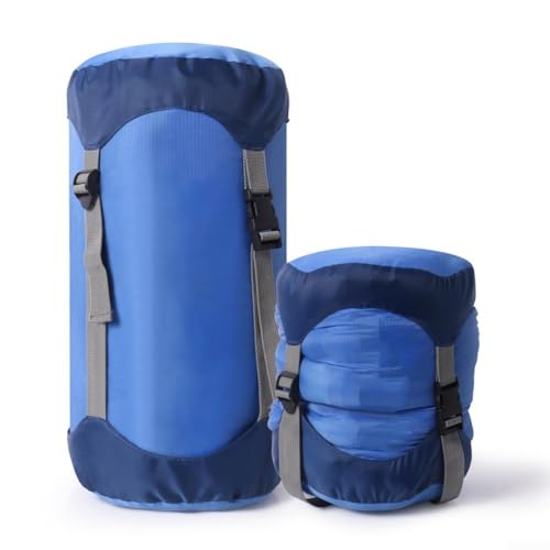 Kompressionsschlafsack, großes Fassungsvermögen und geringes Gewicht, für Reisen und Outdoor-Abenteuer, Größe L, Blau von FACAIIO