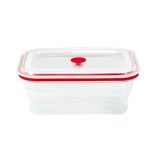 FACAITZQ Frischhaltedosen, Vollsilikon-Faltbox, Instant-Nudelschüssel, Mikrowellen-Spezialbox, Obst-Crisper, Frischhaltebox (Farbe: Rot, Größe: 900 ml) Salad Storage containers for Fridge von FACAITZQ