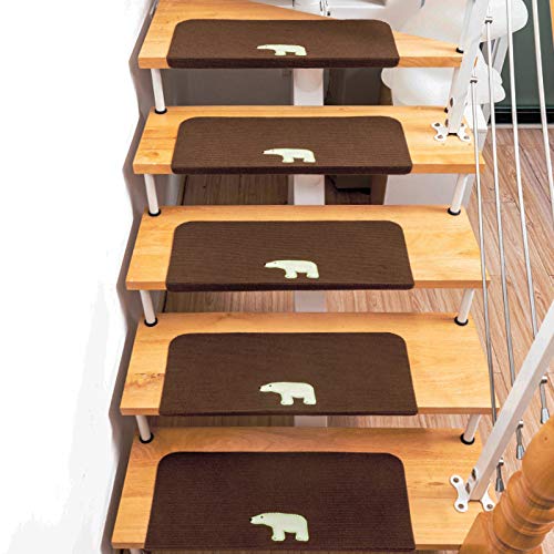 FACAITZQ Stufenmatte, rutschfeste Innenstufenmatte für Holzstufen, Stufenschutz, Stufenteppich, geeignet für Kinder, ältere Menschen und Hunde im Innenbereich, für Sicherheit und Halt, 55 x 22 cm, von FACAITZQ