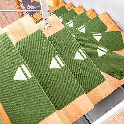 FACAITZQ Teppich-Treppenstufenmatten, rutschfest, 55 x 22 cm, Treppenmatten, Massivholz-Stufenmatte, sicherer, waschbarer Teppich für Kinder, ältere Menschen und Haustiere, grün, 13 Stück Salad von FACAITZQ