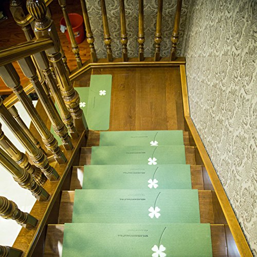 FACAITZQ Treppenstufenmatten, rutschfeste Stufenmatten, Teppich-Treppenstufenmatten, Teppich-Treppenläufer mit Klebeband für Kinder, ältere Haustiere, Treppenteppich, 55 x 22 cm, grün, 1 Stück Salad von FACAITZQ