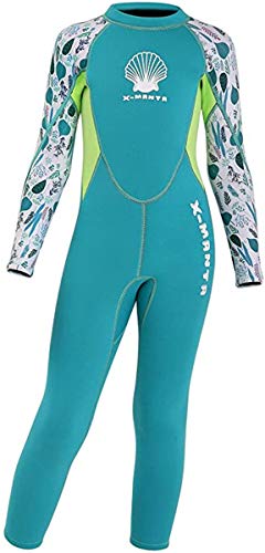Kinder Mädchen Neoprenanzug Neoprenanzug UPF 50+ 2.5MM Neopren Lang Wetsuit Schwimmanzug Wärmehaltung Tauchanzug Badeanzug Wetsuit für Wassersport Diving Suit XL(128-134) von FAIRYRAIN