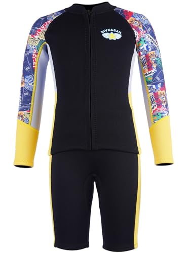 Kinder Jungen Mädchen 2.5mm Zweiteilige Neopren Thermal Wetsuit Langarm Front Zipper Wet Jacket Neopren Hose Neoprenanzüge für Wassersport von FAIRYRAIN