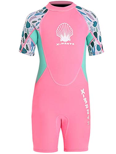 Kinder Mädchen Jungen Neoprenanzug 2.5MM Neopren Kurzarm Wäremehaltung Tauchanzug UV-Schutz Badeanzug für Wassersport Diving Suit L von FAIRYRAIN