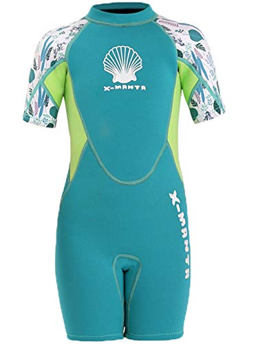 Kinder Mädchen Jungen Neoprenanzug 2.5MM Neopren Kurzarm Wäremehaltung Tauchanzug UV-Schutz Badeanzug für Wassersport Diving Suit M von FAIRYRAIN