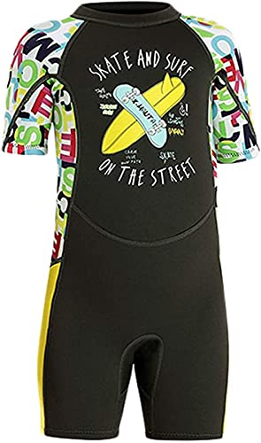 Kleinkind Jungen Einteiler Neoprenanzug UPF 50+ 2.5MM Neopren Kurzarm Wäremehaltung Wetsuit Schwimmanzug Tauchanzug Badeanzug Wetsuit für Wassersport Diving Suit M von FAIRYRAIN