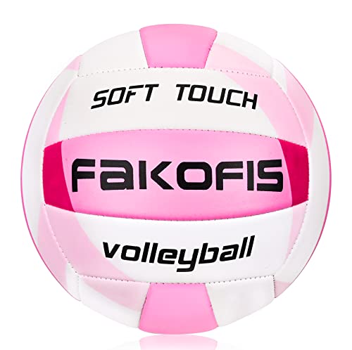 FAKOFIS Beachvolleyball, offizielle Größe 5,weiche Volleyballs für Kinder Erwachsene,Ball für Outdoor Indoor Spiele Rosa von FAKOFIS