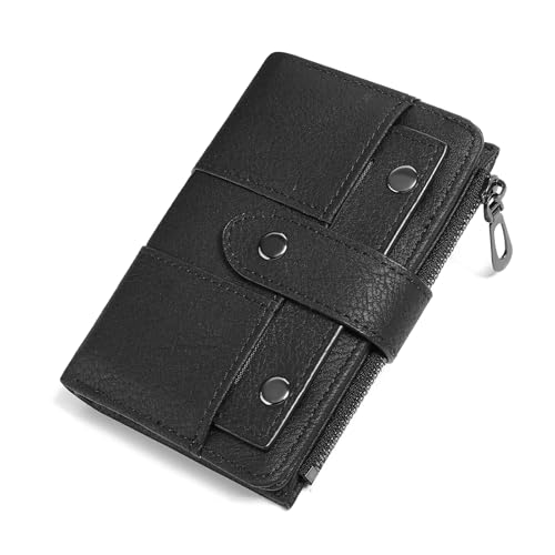 FALAN MULE Geldbörse für Damen, RFID-blockierend, kleine Damen-Geldbörse mit Ausweisfenster, PU-Leder, Geldbörse für Frauen, mit 12 Kartenfächern, Schwarz, Klassisch von FALAN MULE