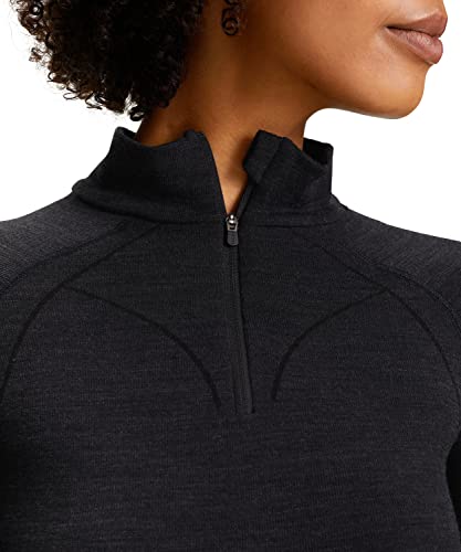 FALKE Damen Baselayer-Shirt Wool-Tech High Zip Neck W L/S SH Wolle Schnelltrocknend 1 Stück, Schwarz (Black 3000), XL von FALKE