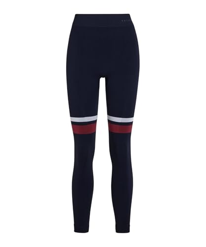 FALKE Damen Baselayer-Hose Maximum Warm Long W Ti Funktionsmaterial schnelltrocknend 1 Stück, Blau Space Blue 6116 Stripe, XL von FALKE
