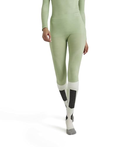FALKE Damen Baselayer-Hose Wool-Tech Long W Ti Wolle Funktionsmaterial schnelltrocknend 1 Stück, Grün Quiet Green 7378, M von FALKE