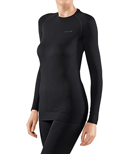 FALKE Damen Baselayer-Shirt Maximum Warm Round Neck W L/S SH Funktionsgarn Schnelltrocknend 1 Stück, Schwarz (Black 3000), M von FALKE