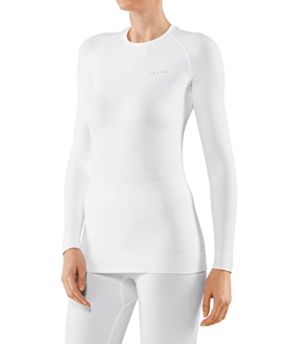 FALKE Damen Baselayer-Shirt Maximum Warm Round Neck W L/S SH Funktionsgarn Schnelltrocknend 1 Stück, Weiß (White 2860), M von FALKE