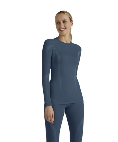 FALKE Damen Baselayer-Shirt Wool Tech. Funktionsmaterial Wolle Schnelltrocknend Warm 1 Stück, Blau (Capitain 6751), L von FALKE