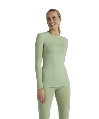 FALKE Damen Baselayer-Shirt Wool Tech. Funktionsmaterial Wolle Schnelltrocknend Warm 1 Stück, Grün (Quiet Green 7378), L von FALKE
