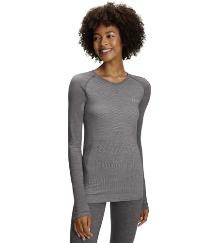 FALKE Damen Baselayer-Shirt Wool Tech. Light Funktionsmaterial Wolle Klimaregulierend 1 Stück, Grau (Grey-Heather 3757), L von FALKE