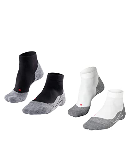 FALKE Damen Laufsocken RU4 Endurance Short Multipack W Sso Baumwolle Funktionsmaterial antiblasen 2 Paar, Mehrfarbig Black White 0010, 35-36 von FALKE