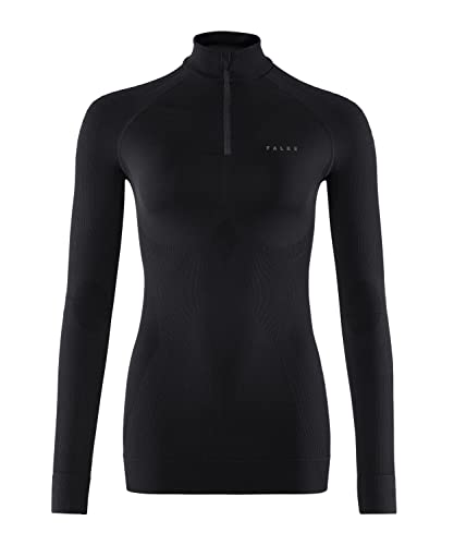 FALKE Damen Maximale warme rits W L/S Baselayer Shirt, Schwarz (Black 3000), M EU von FALKE