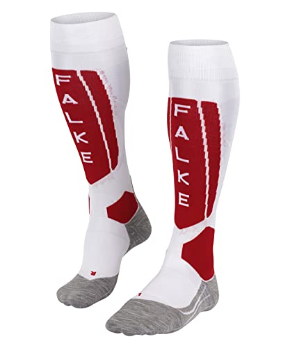 FALKE Damen SK5 Skisocken Seide Schwarz Rot Dünne verstärkte Skistrümpfe ohne Muster mit extra leichter Polsterung kniehoch dünn zum Skifahren für Wettkämpfer 1 Paar von FALKE