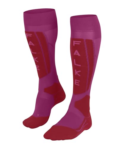 FALKE Damen Skisocken SK5 Expert W Kh Seide Funktionsmaterial warm dünn 1 Paar, Lila Lipstick Pink 8528 Trend, 37-38 von FALKE
