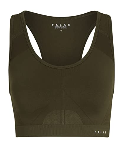 FALKE Damen Sport-BH Madison Low Support With Pads W SB Funktionsgarn für niedrigen Aktivitätslevel 1 Stück, Grün (Herb 7754), S von FALKE