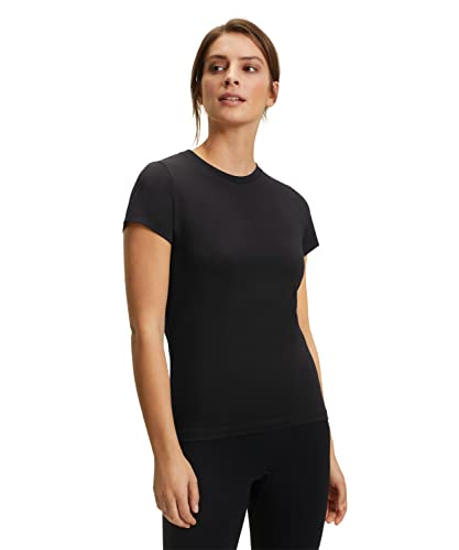 FALKE Damen T-Shirt CORE Logo Round Neck W S/S SH Lyocell Baumwolle feuchtigkeitsregulierend 1 Stück, Schwarz (Black 3000), L von FALKE