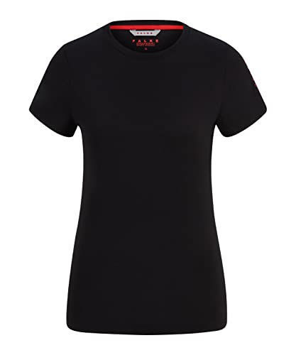 FALKE Damen T-Shirt CORE Logo Round Neck W S/S SH Lyocell Baumwolle feuchtigkeitsregulierend 1 Stück, Schwarz (Black 3008), S von FALKE